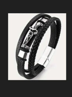 Black and Silver Layered Wrap Bracelet Bohemian Leather Wrap Bracelet